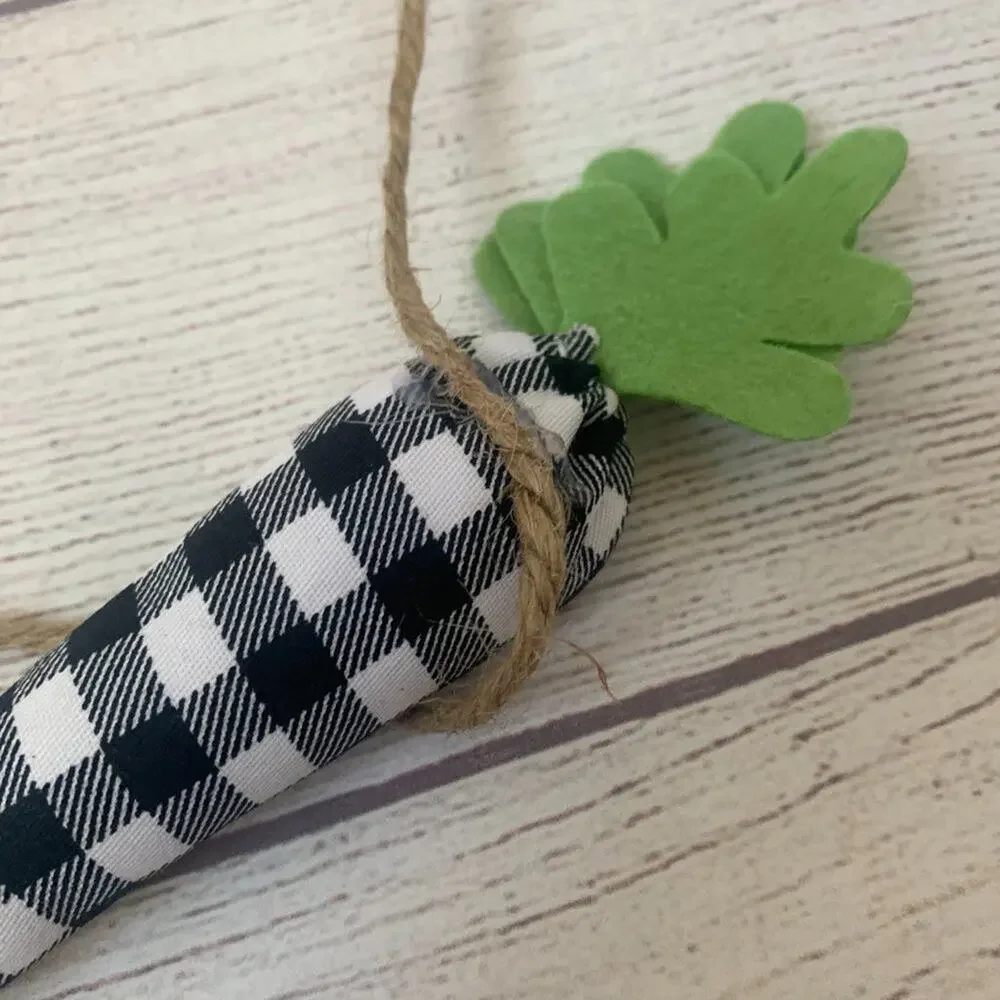 Rabbit Hill Farm Buffalo Plaid Carrot Garland with Jute Twine String 6ft Long